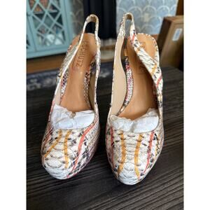 NWOT Schutz Snakeskin Leather Slingback Platform Pumps Sz. 6